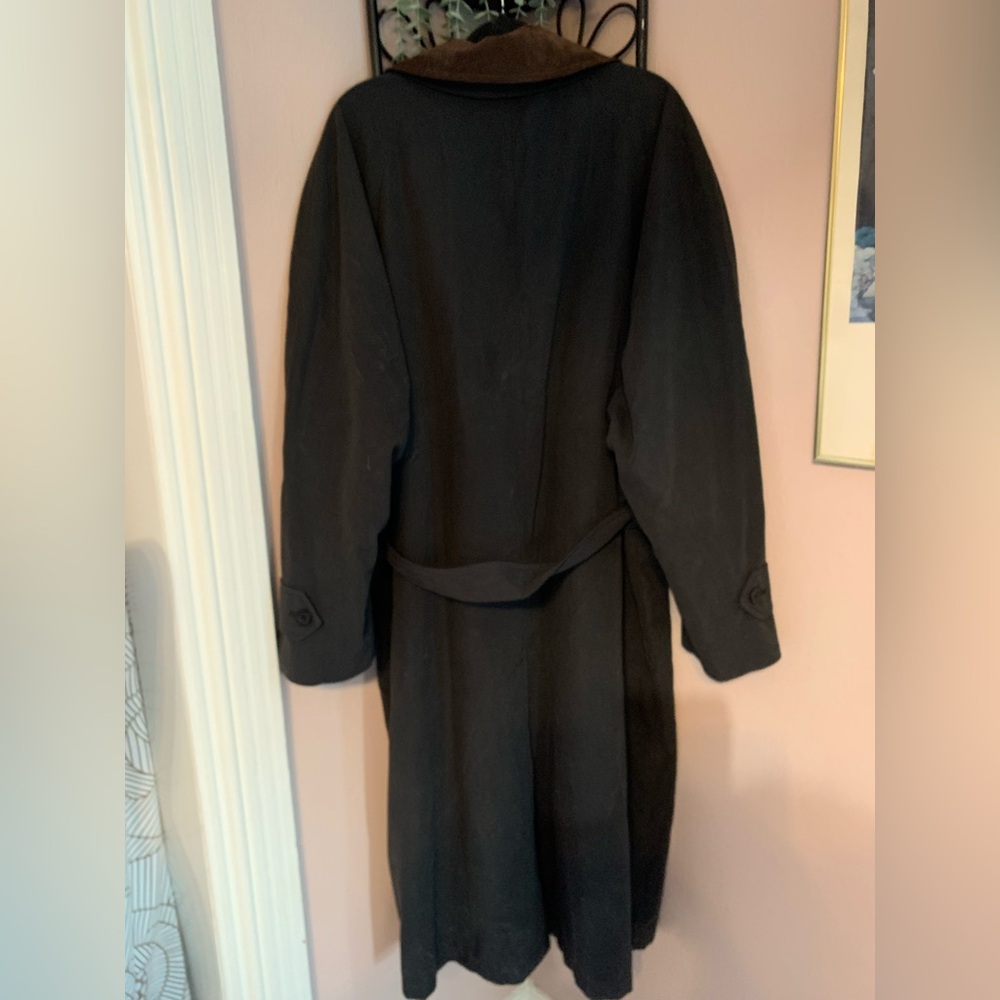 MacMor Black Trench Coat Brown suede Collar spring rain coat warm size 46 - Picture 6 of 8